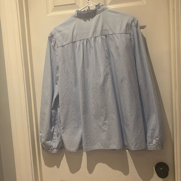 LOFT Sky Blue Ruffle Collar top SZ Xlarge - Picture 11 of 11